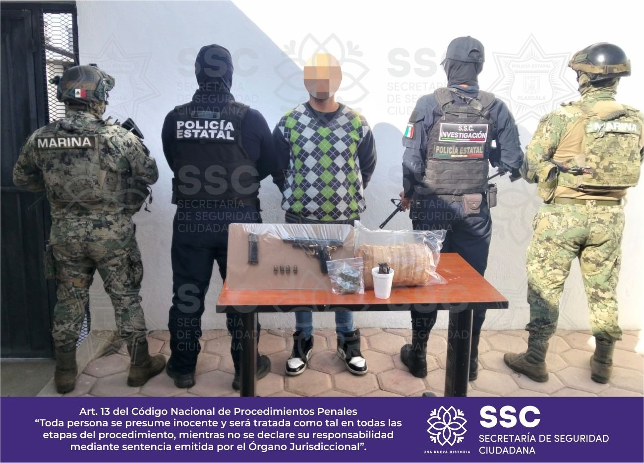 Detienen SSC y Marina a sujeto por portación ilegal de arma de fuego